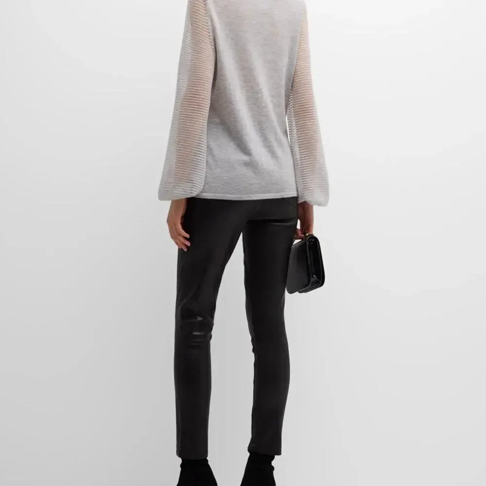 Neiman Marcus Cashmere Collection Sweater with Sheer Ottoman Sleeves Size Large - Picture 11 of 14